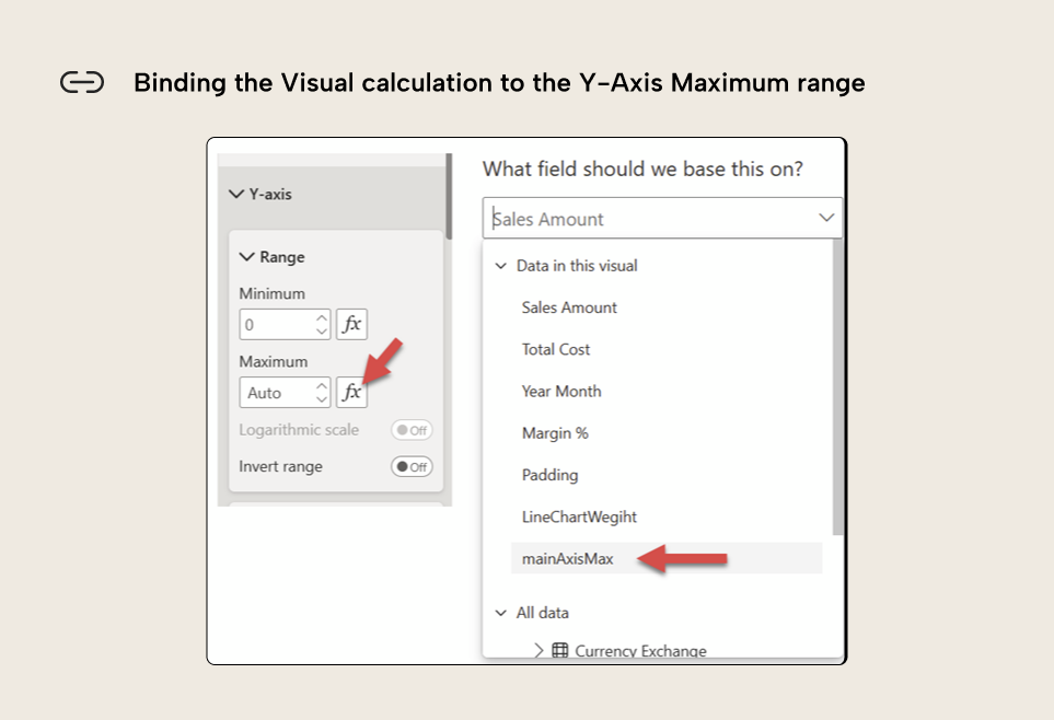 BA002 Figure 6 - Bind the visual calculation to the Y-Axis of the combo chart to set up the chart correctly