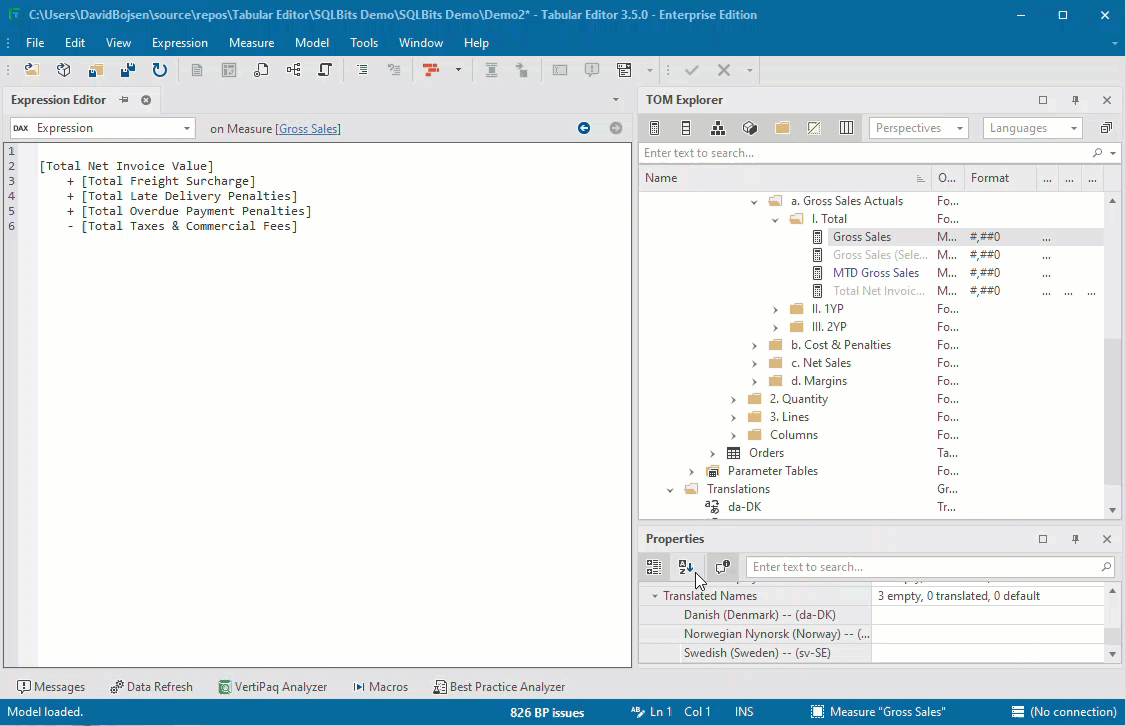 Running the Translate measure using GPT3 macro from the measure's right-click menu