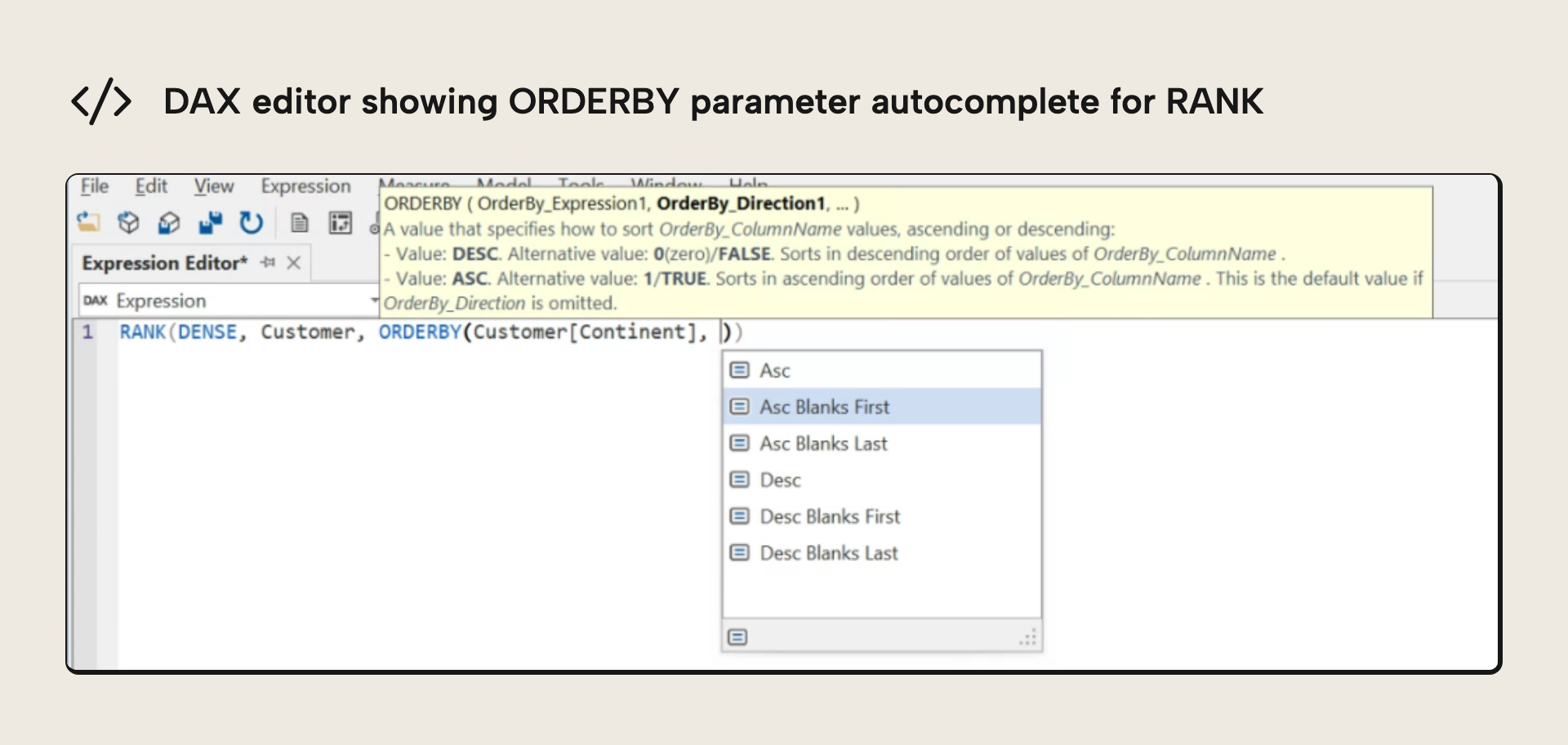 Release 3.6.0 includes support for the new functions and syntax in the DAX editor code