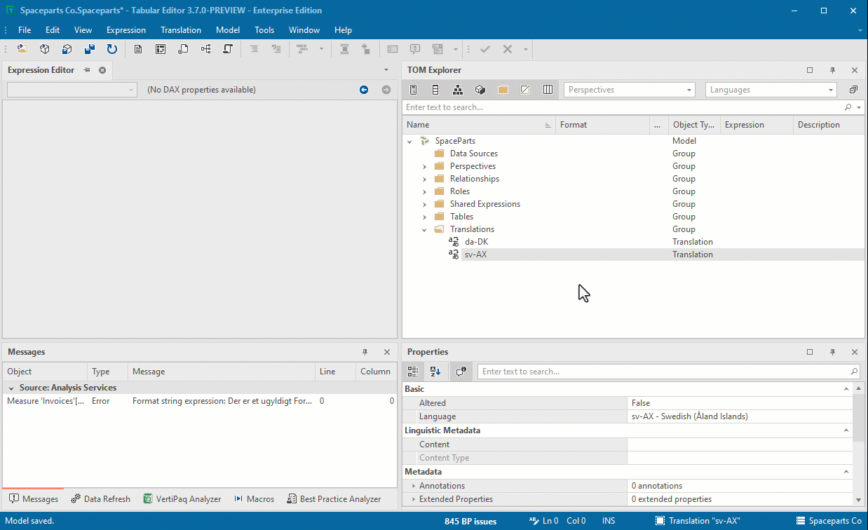 Editing multiple languages side-by-side in the Metadata Translation Editor