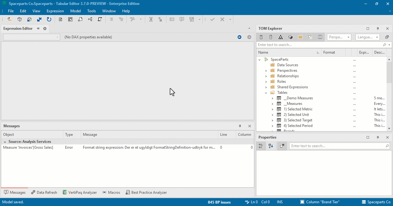 Saving and loading a model in the TMDL format in Tabular Editor 3