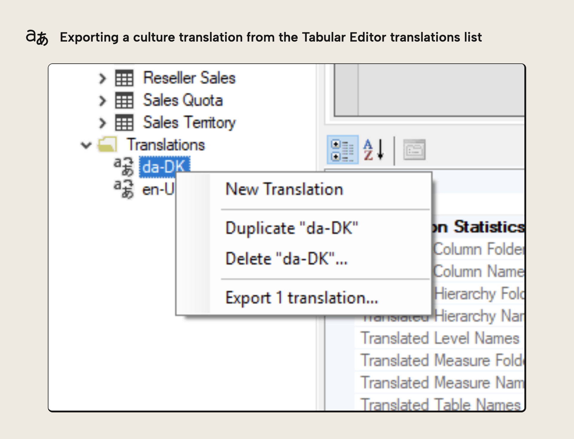 Exporting translations in Tabular Editor