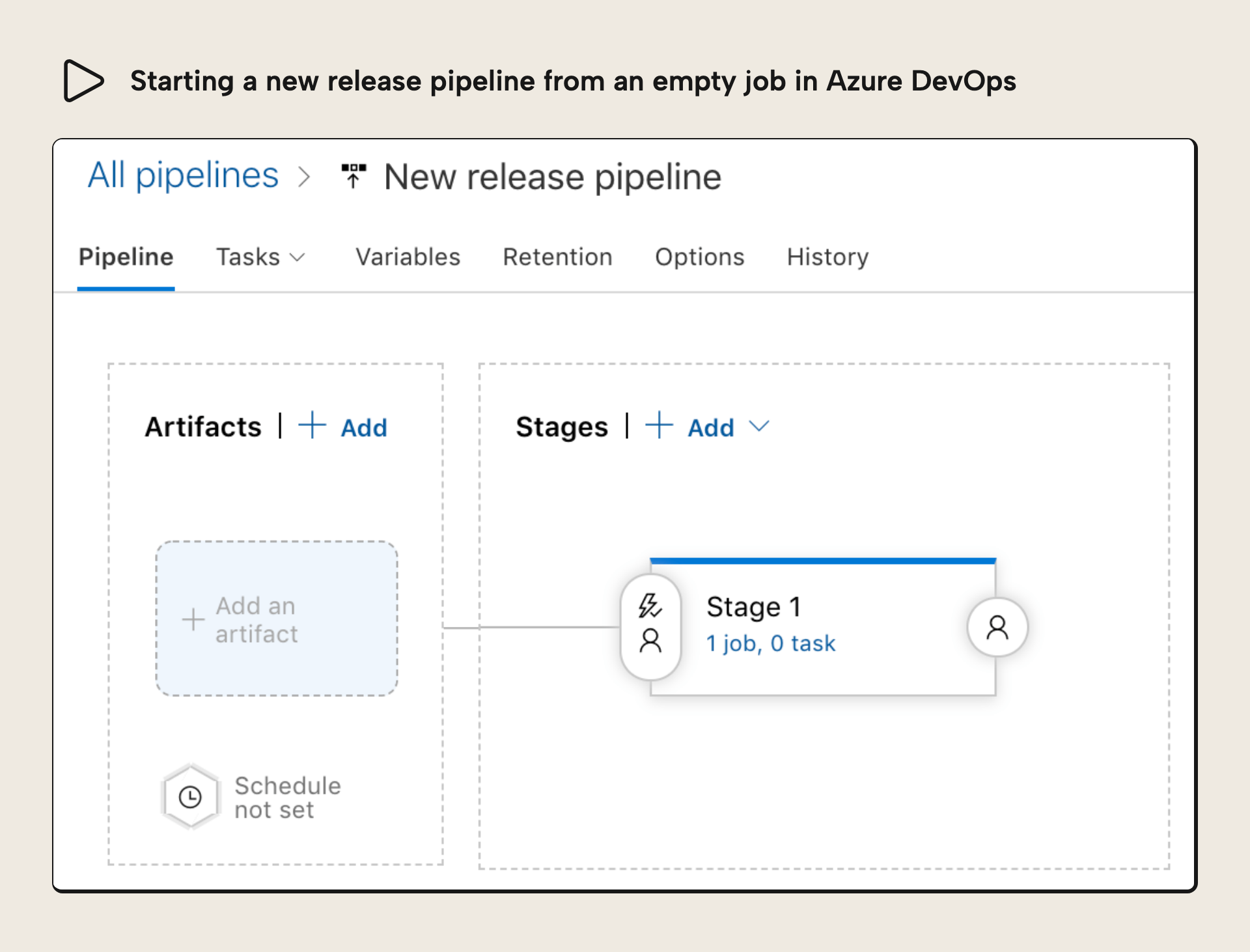 Starting a new release pipeline from an empty job in Azure DevOps