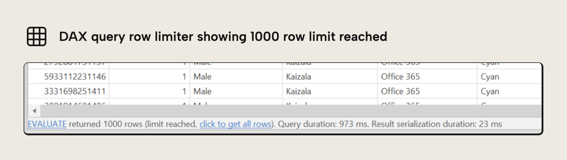 The DAX query row limiter in action