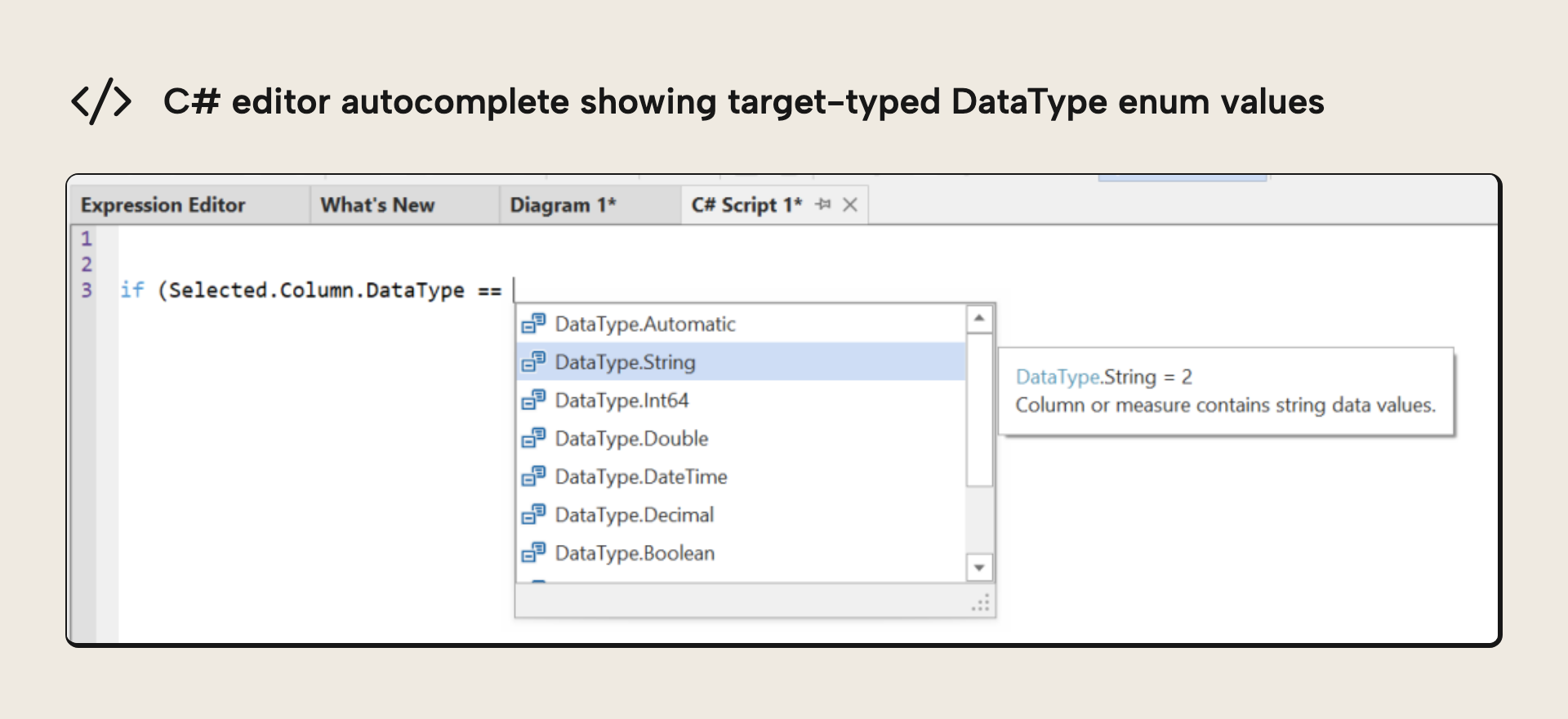 CSharp Target Typed Auto Complete