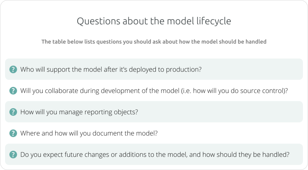 Questions about the model lifecycle