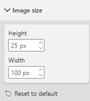 Format the visual but pay particular attention to the ‘Image size’ property, which for most of these templates should be set to ‘Height’ of 25px and a ‘Width’ of 100px.