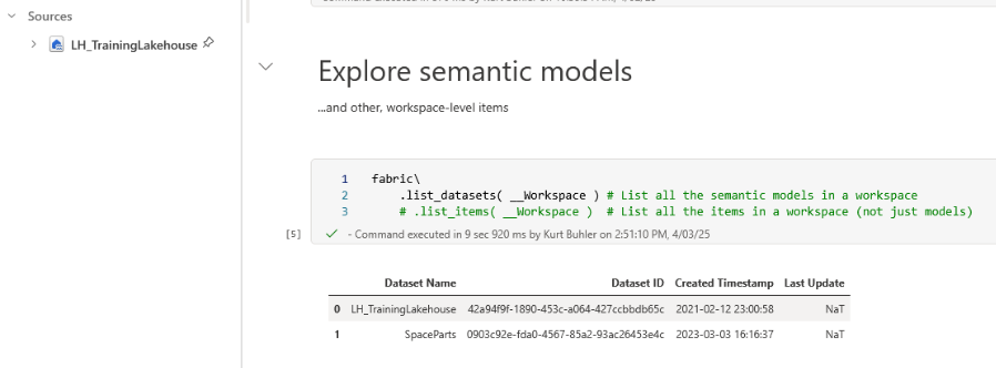 Exploring semantic models in a Fabric notebook
