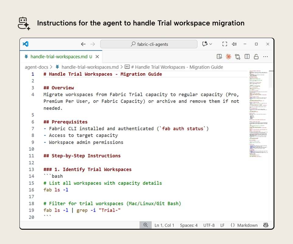 Instructions for agent to handle Trial workspace migration