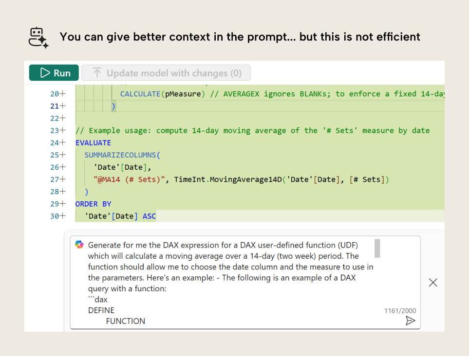 Using AI to generate DAX functions