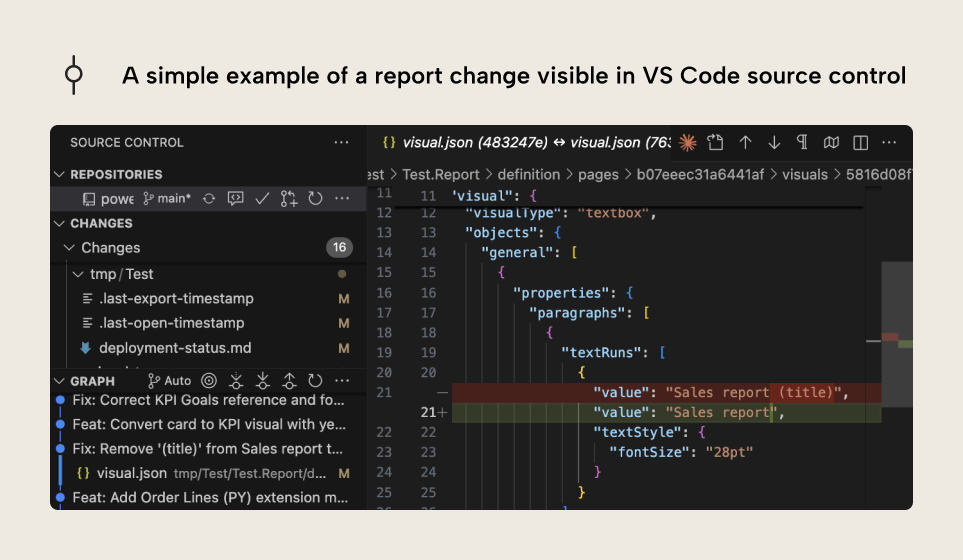 Source control for Power BI in VS Code