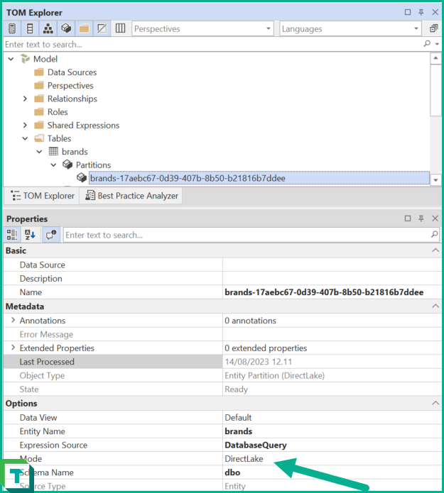 Entity Partition's Mode in Direct Lake