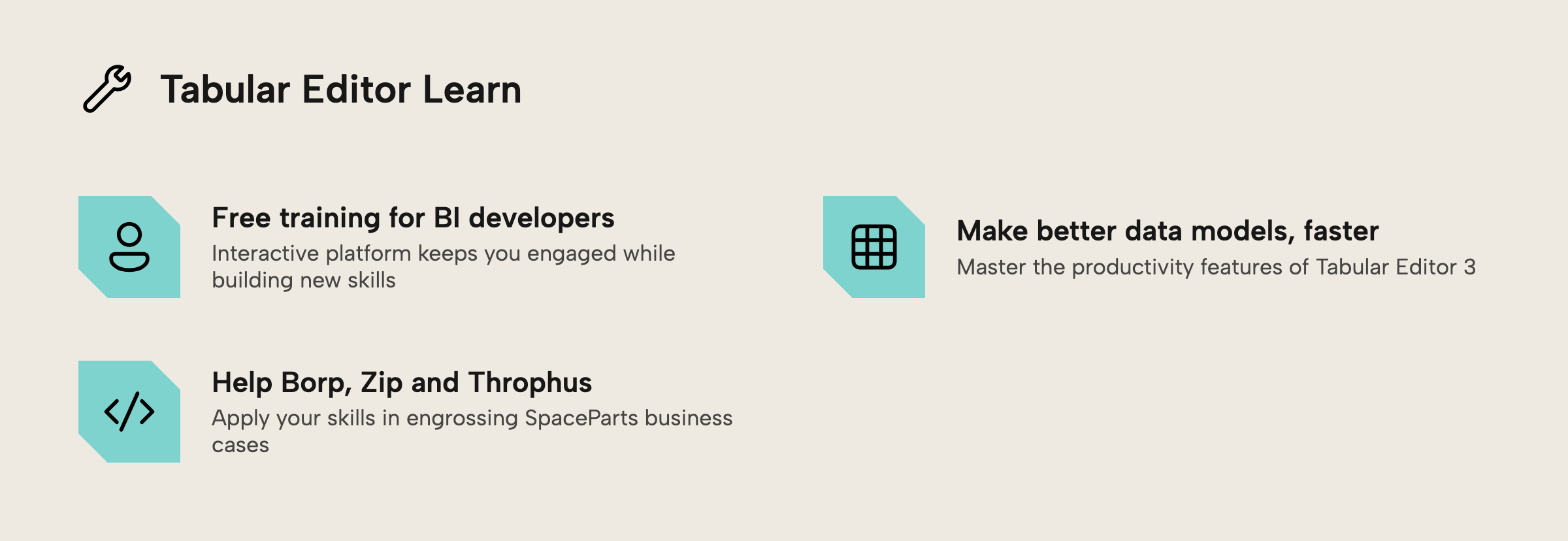 Tabular Editor Learn: free training, better data models, and applied SpaceParts business cases