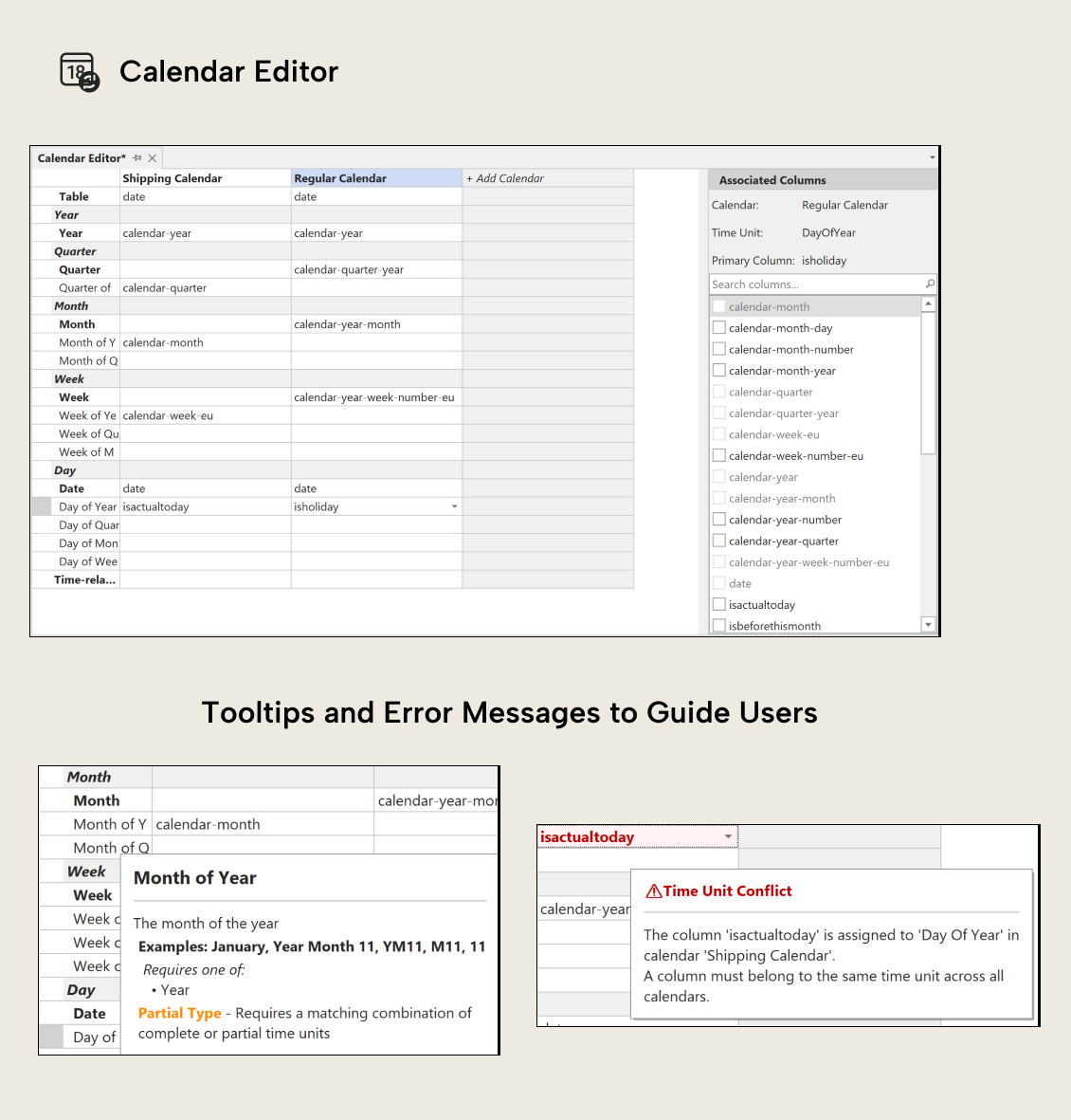 ML022 Figure 5 - Screenshot of the calendar editor in Tabular Editor 3